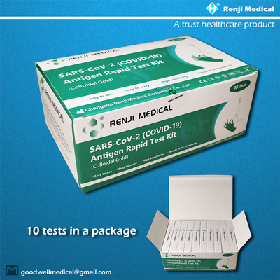 Renji COVID 19 Antigen Rapid Test Kit Nasal swab (คอลลอยด์โกลด์) 10 - 15 นาที