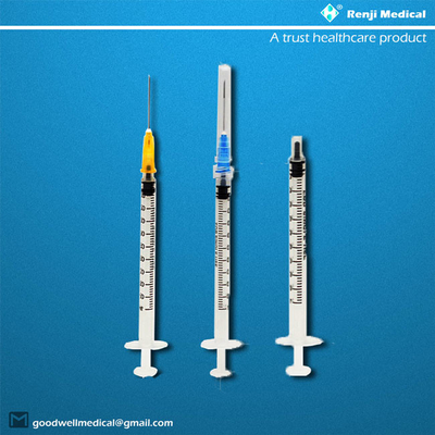 CE / ISO ทิ้งวัสดุสิ้นเปลืองทางการแพทย์เข็มฉีดยาด้วยเข็ม 1ml Volume