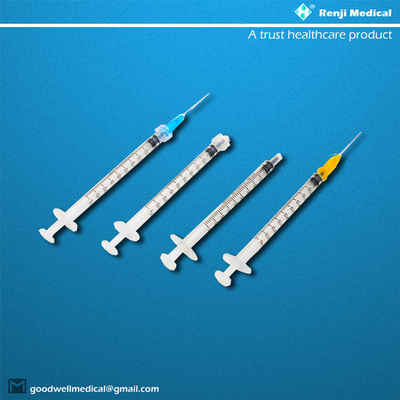 CE / ISO ทิ้งวัสดุสิ้นเปลืองทางการแพทย์เข็มฉีดยาด้วยเข็ม 1ml Volume