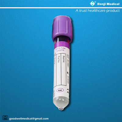 EDTA หลอดเก็บเลือดสูญญากาศแบบใช้แล้วทิ้งที่ใช้ในโลหิตวิทยา 5ml 6ml